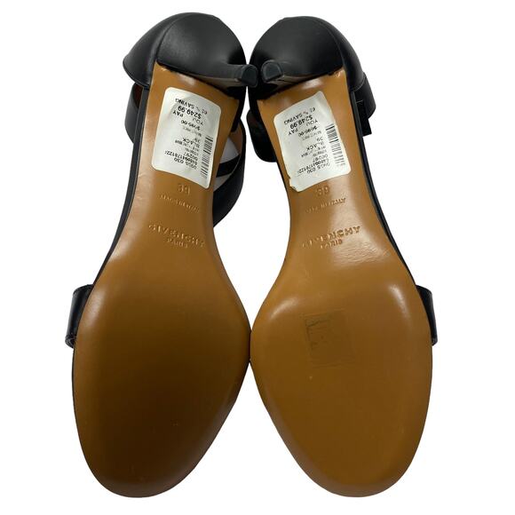 Givenchy Paris Womens Size 39 Black Leather Ankle Strap Heel Sandals - Picture 6 of 9